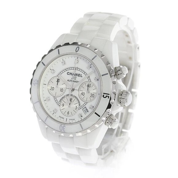 CHANEL J12 H2009 9P diamond chronograph White Dial Automatic Men's Watch - Picture 1 of 8